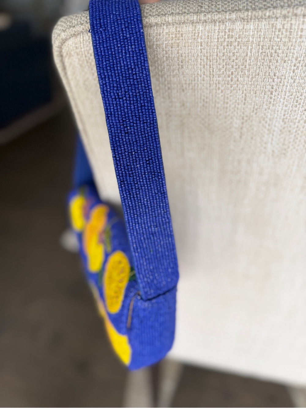 Beaded Lemon Shoulder Bag - Blue & Yellow - Picture 3 of 8